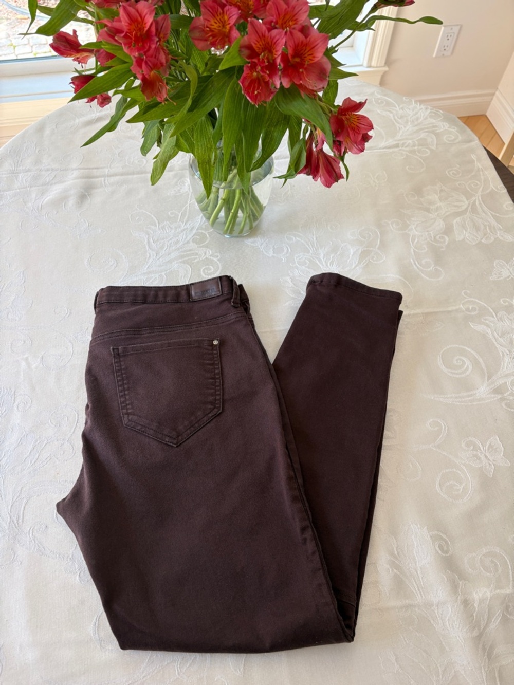 Zara Brown Ankle Zip Skinny Pants